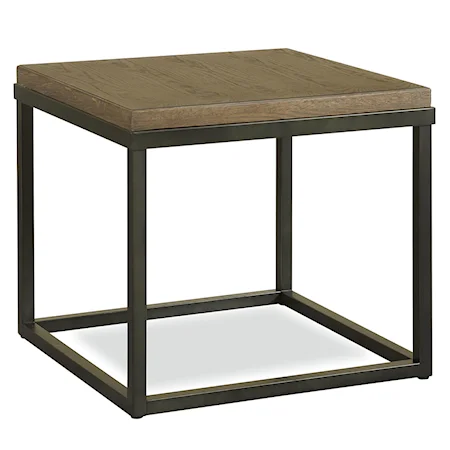 Square Lamp Table with Metal Frame